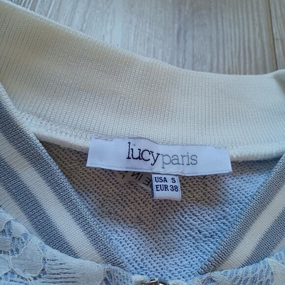 Anthropologie Lucy Paris Grace Lace Bomber Jacket White Gray S NWOT - Picture 6 of 9